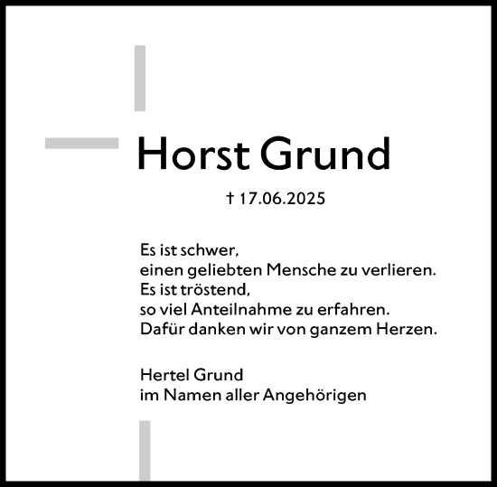 Traueranzeige von Horst Grund von Wiesbadener Kurier