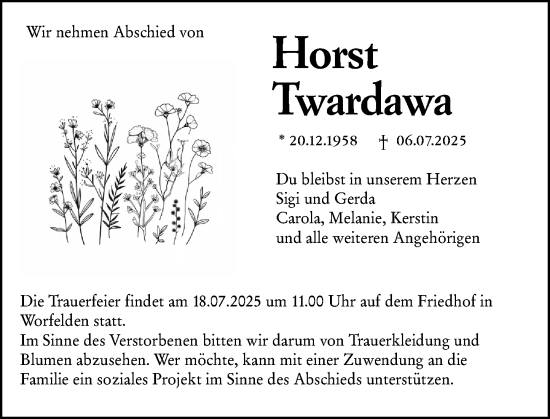 Traueranzeige von Horst Twardawa von Groß-Gerauer Echo