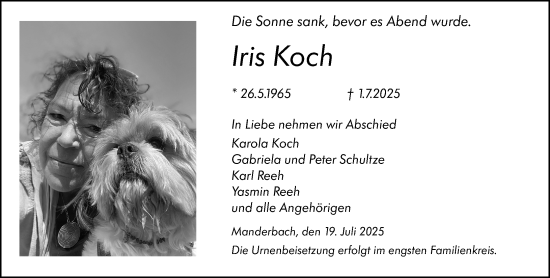 Traueranzeige von Iris Koch von Dill Block
