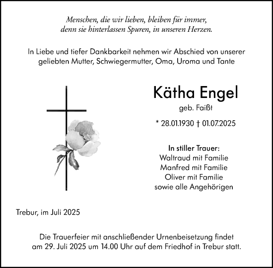 Traueranzeige von Kätha Engel von Groß-Gerauer Echo