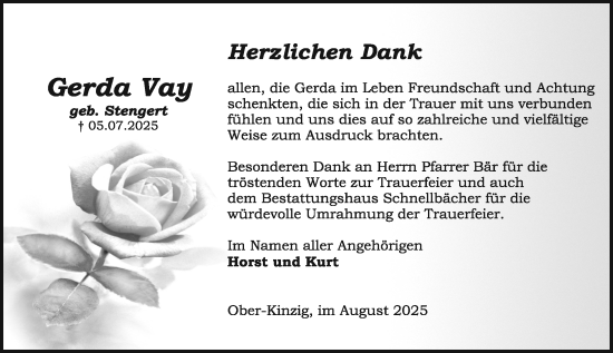 Traueranzeige von Gerda Vay von Odenwälder Echo