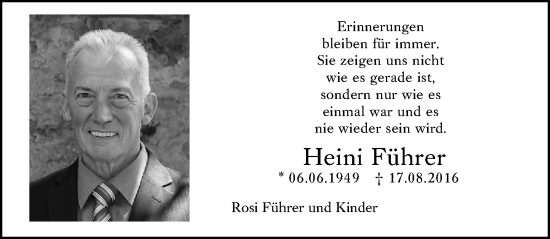 Traueranzeige von Heini Führer von Groß-Gerauer Echo