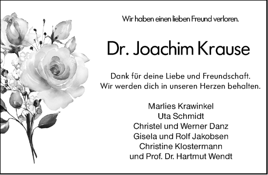 Traueranzeige von Joachim Krause von Dieburger Anzeiger/Groß-Zimmerner Lokal-Anzeiger
