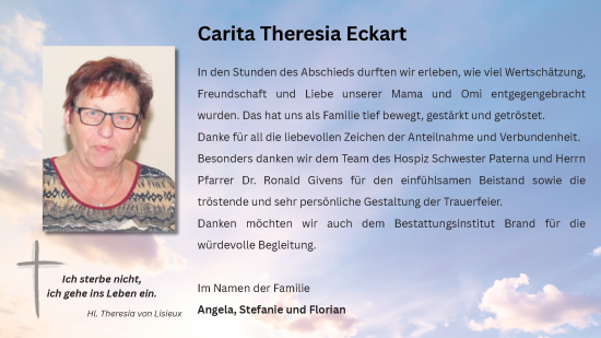 Traueranzeige von Carita Theresia Eckart von Allgemeine Zeitung Alzey