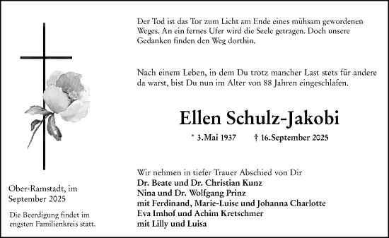Traueranzeige von Ellen Schulz-Jakobi von Darmstädter Echo