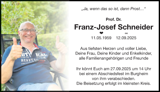 Traueranzeige von Franz-Josef Schneider von Starkenburger Echo
