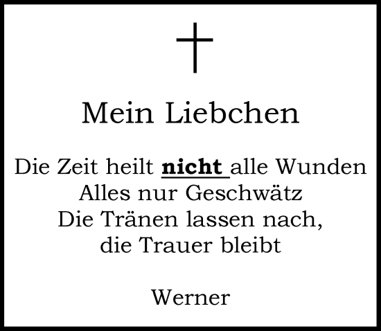 Traueranzeige von Mein Liebchen  von Wiesbadener Kurier