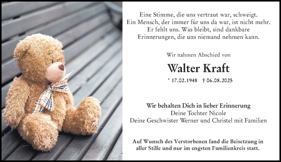 Traueranzeige von Walter Kraft von Groß-Gerauer Echo