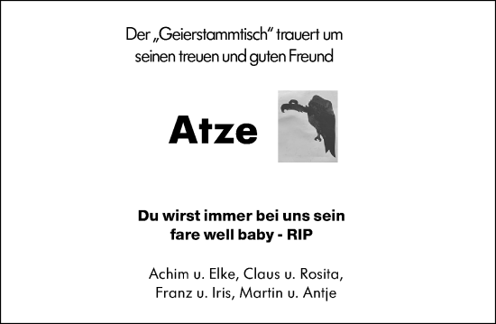 Traueranzeige von Atze Mälzer von Darmstädter Echo