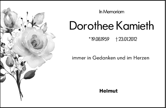 Traueranzeige von Dorothee Kamieth von Darmstädter Echo
