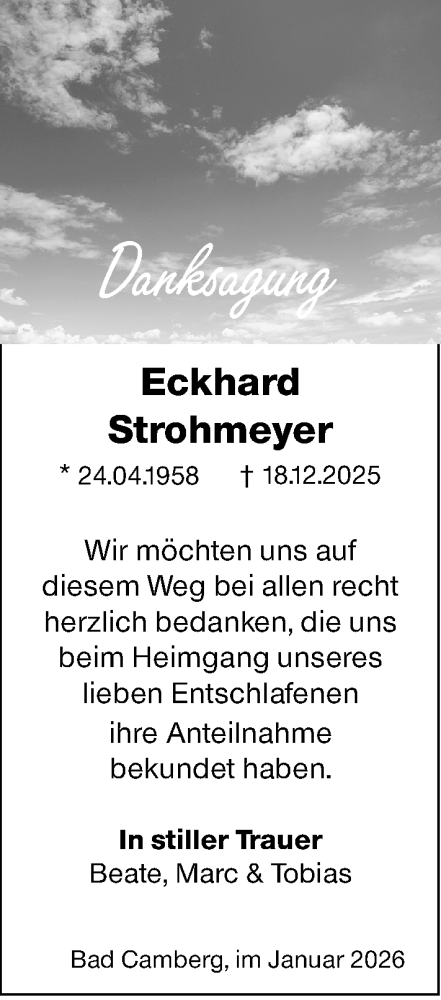 Traueranzeige von Eckhard Strohmeyer von Camberger Anzeiger
