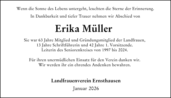 Traueranzeige von Erika Müller von Weilburger Tageblatt