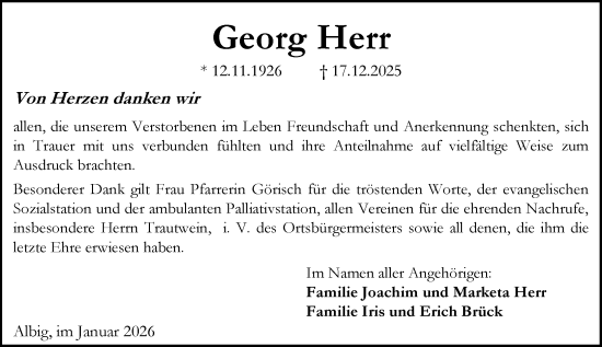 Traueranzeige von Georg Herr von Allgemeine Zeitung Alzey