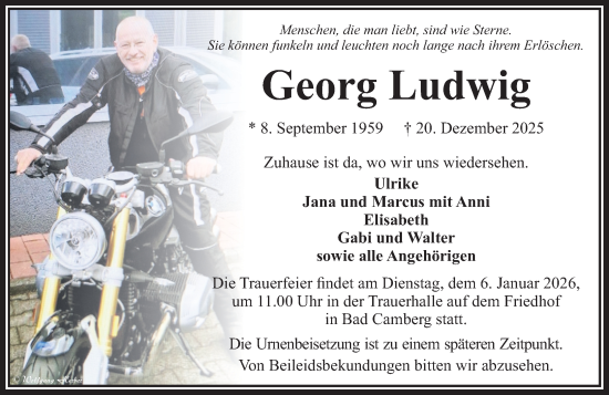 Traueranzeige von Georg Ludwig von Camberger Anzeiger