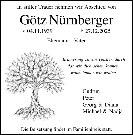 Traueranzeige von Götz Nürnberger von Odenwälder Echo
