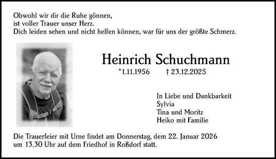 Traueranzeige von Heinrich Schuchmann von Darmstädter Echo
