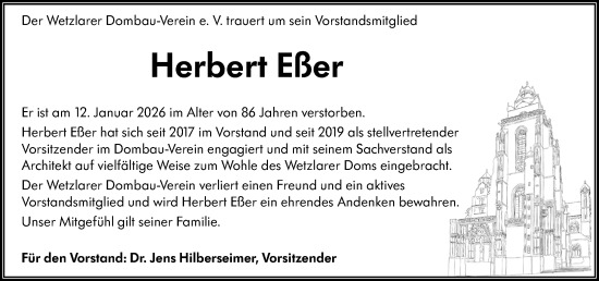 Traueranzeige von Herbert Eßer von Wetzlarer Neue Zeitung