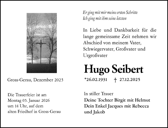 Traueranzeige von Hugo Seibert von Groß-Gerauer Echo