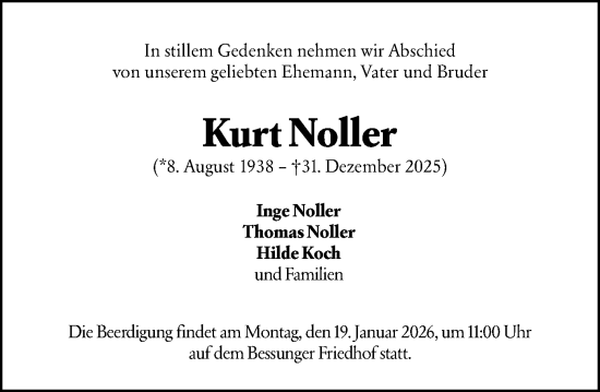 Traueranzeige von Kurt Noller von Darmstädter Echo