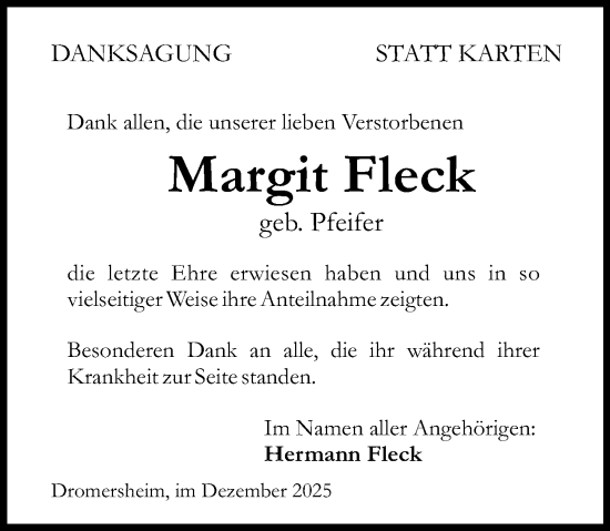 Traueranzeige von Margit Fleck von Binger-/Ingelheimer Wochenblatt