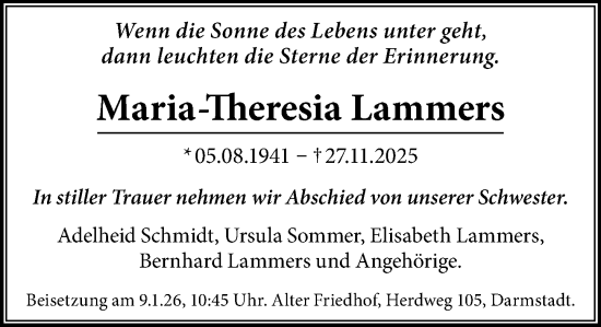 Traueranzeige von Maria-Theresia Lammers von Darmstädter Echo