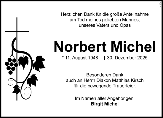 Traueranzeige von Norbert Michel von Wormser Zeitung