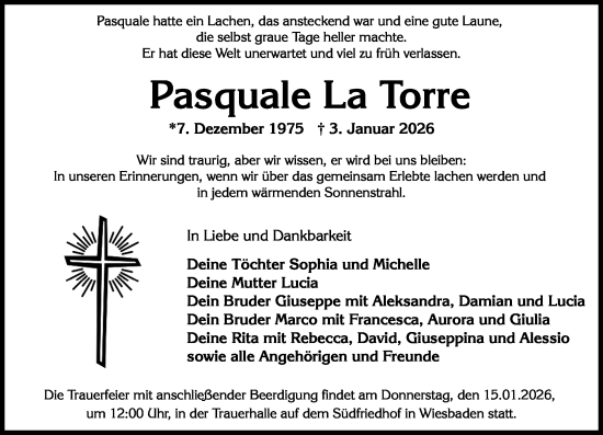 Traueranzeige von Pasquale La Torre von Wiesbadener Kurier