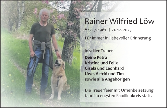 Traueranzeige von Rainer Wilfried Löw von Odenwälder Echo