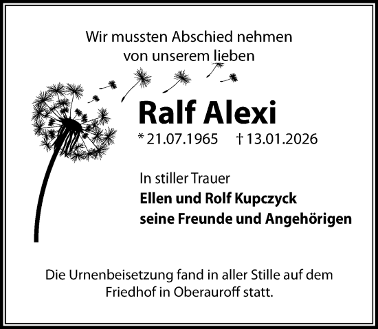 Traueranzeige von Ralf Alexi von Idsteiner Land/Untertaunus