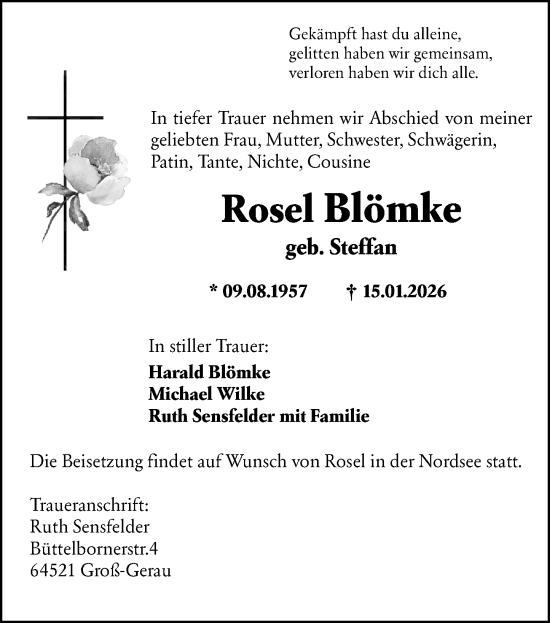 Traueranzeige von Rosel Blömke von Groß-Gerauer Echo