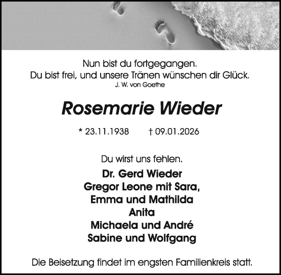 Traueranzeige von Rosemarie Wieder von Odenwälder Echo