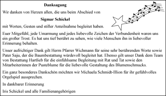 Traueranzeige von Sigmar Schickel von Camberger Anzeiger