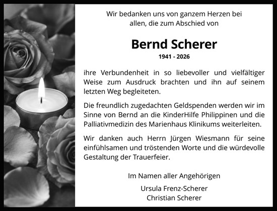 Traueranzeige von Bernd Scherer von Allgemeine Zeitung Mainz