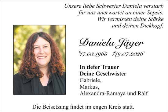 Traueranzeige von Daniela Jäger von Starkenburger Echo