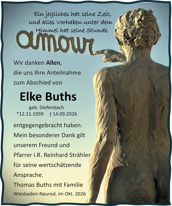 Traueranzeige von Elke Buths von Wiesbadener Kurier