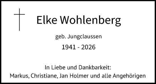 Traueranzeige von Elke Wohlenberg von Wiesbadener Kurier
