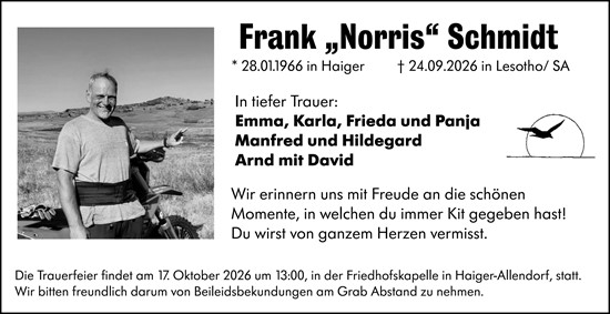 Traueranzeige von Frank Schmidt von Dill Block