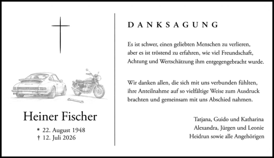 Traueranzeige von Heiner Fischer von Wiesbadener Kurier