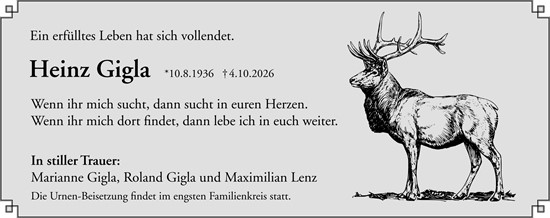 Traueranzeige von Heinz Gigla von Idsteiner Land/Untertaunus