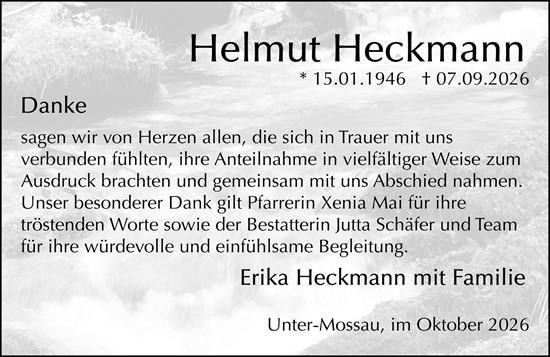 Traueranzeige von Helmut Heckmann von Odenwälder Echo