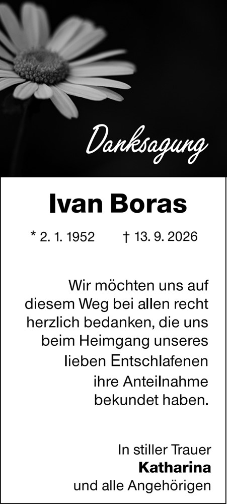 Traueranzeige von Ivan Boras von Hochheimer Zeitung
