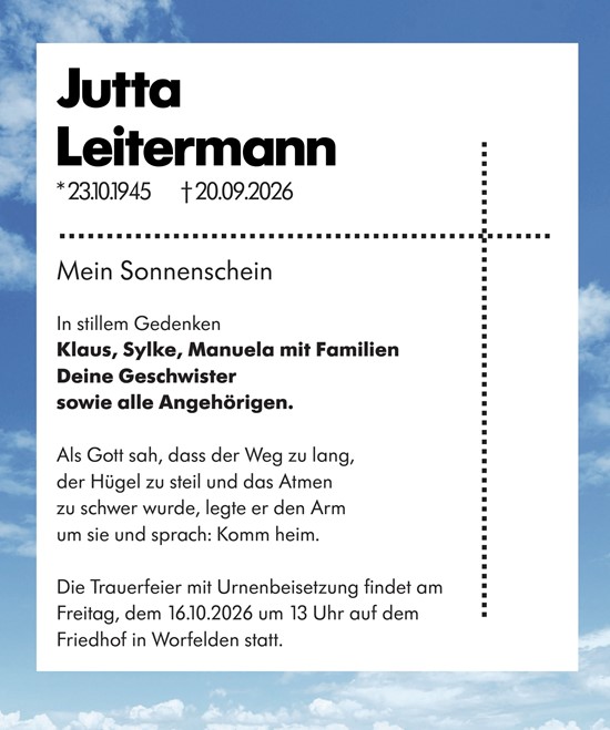 Traueranzeige von Jutta Leitermann von Groß-Gerauer Echo