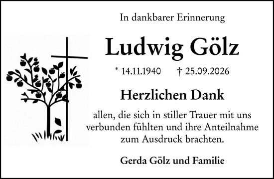 Traueranzeige von Ludwig Gölz von Starkenburger Echo