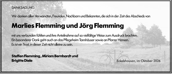 Traueranzeige von Marlies Flemming von Hinterländer Anzeiger