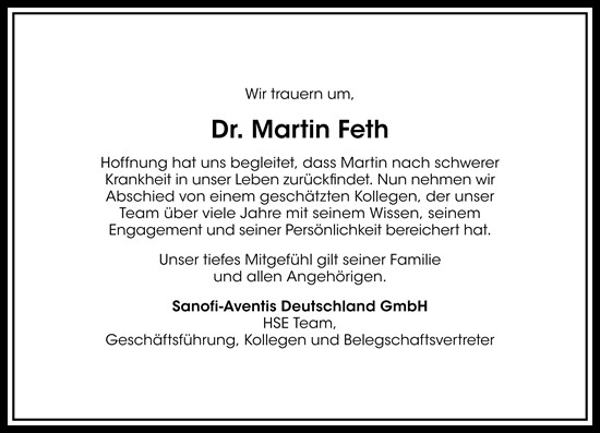 Traueranzeige von Martin Feth von Groß-Gerauer Echo