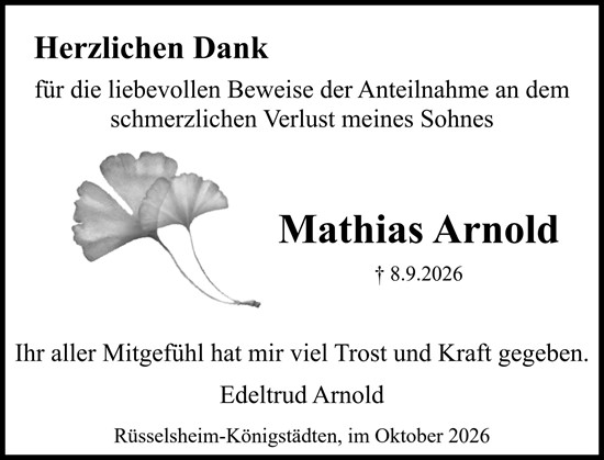 Traueranzeige von Mathias Arnold von Rüsselsheimer Echo