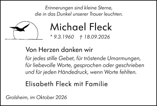 Traueranzeige von Michael Fleck von Binger-/Ingelheimer Wochenblatt