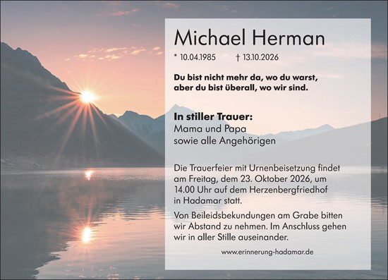 Traueranzeige von Michael Herman von Nassauische Neue Presse