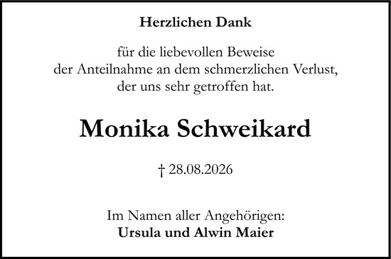 Traueranzeige von Monika Schweikard von Allgemeine Zeitung Rheinhessen-Nahe