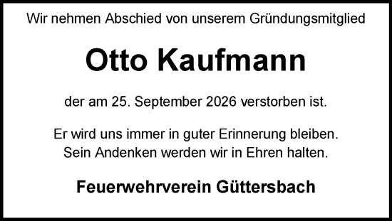 Traueranzeige von Otto Kaufmann von Odenwälder Echo